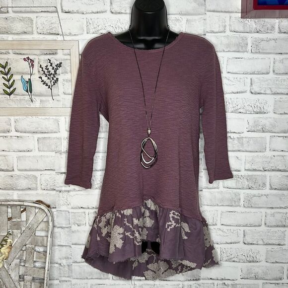 Dylan Boho Hippie Thermal Tiered Tunic Top Size Small Embroidered - Picture 1 of 6